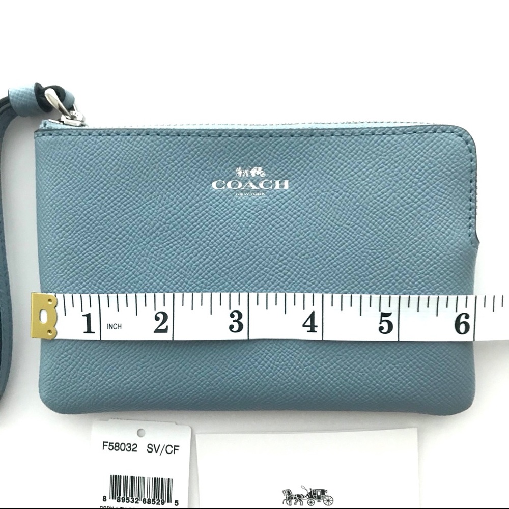 SOLD OUT COACH Cross Grain Leather ZIP Baby Blue - Picture 3 of 4